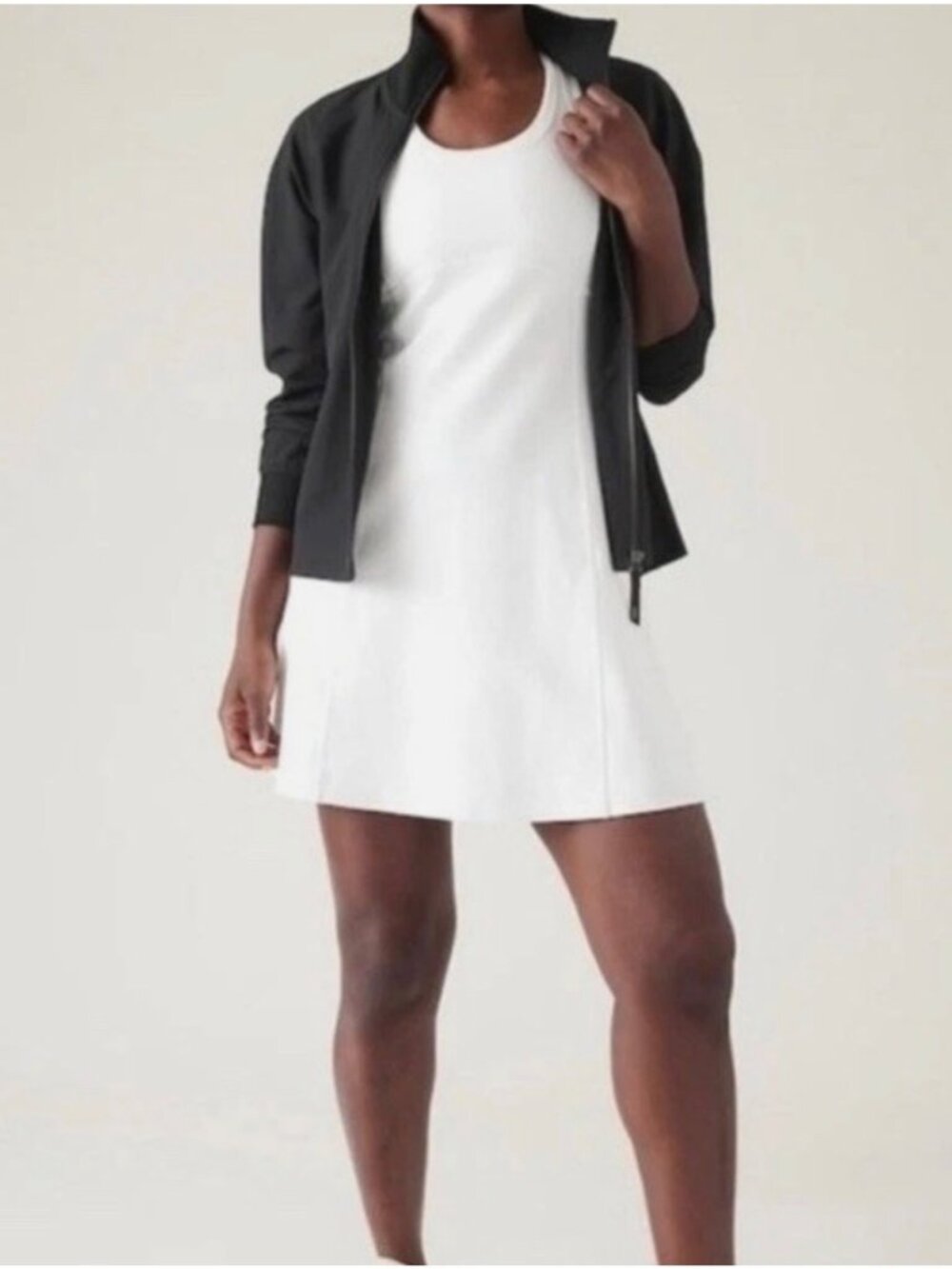ATHLETA Solid White Sleeveless Racerback Levitate Women's Tennis Dress Large